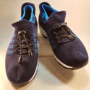 Woman's No Brand Name Stretchy Sneakers, dark blue, light blue accents size 38
